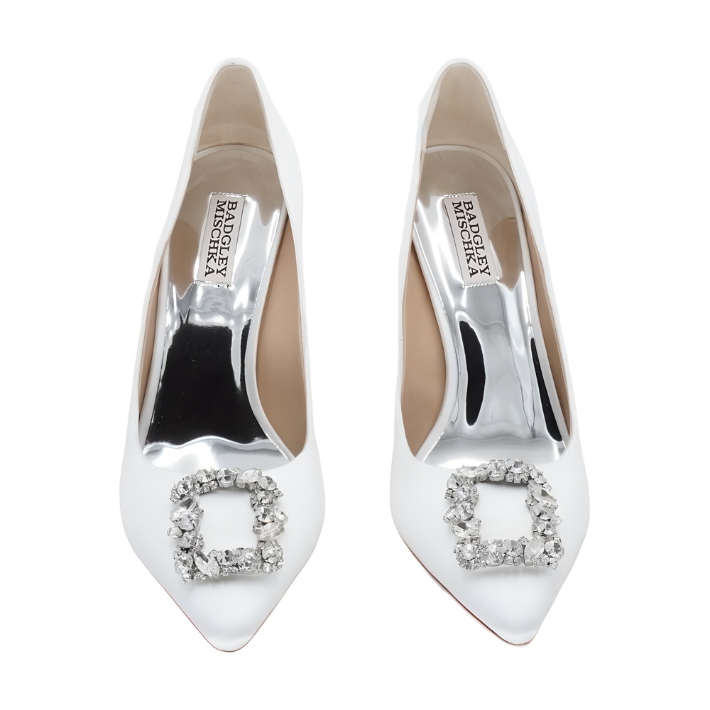 Badgley Mischka Cher Evening Bridal Pumps White Size 10 - Picture 5 of 6